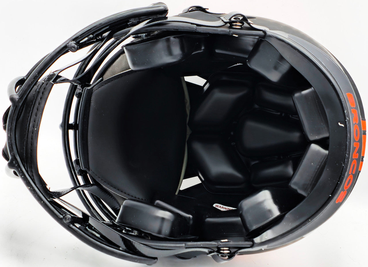 Russell Wilson Autographed Denver Broncos Eclipse Black Full Size Authentic Speed Helmet Fanatics Holo Stock #227931