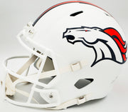 Russell Wilson Autographed Denver Broncos Flat Matte White Full Size Replica Speed Helmet Fanatics Holo Stock #227944