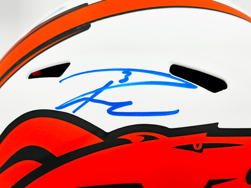 Russell Wilson Autographed Denver Broncos Lunar Eclipse White Full Size Replica Speed Helmet Fanatics Holo Stock #227940