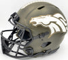 Russell Wilson Autographed Denver Broncos Camo Green Salute to Service Full Size Authentic Speed Helmet Fanatics Holo Stock #227929