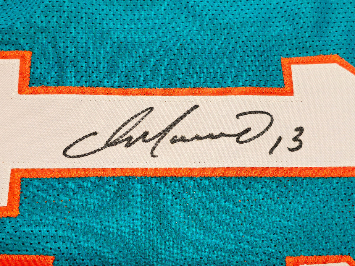 Miami Dolphins Dan Marino Autographed Framed Teal Jersey Beckett BAS Stock #265447