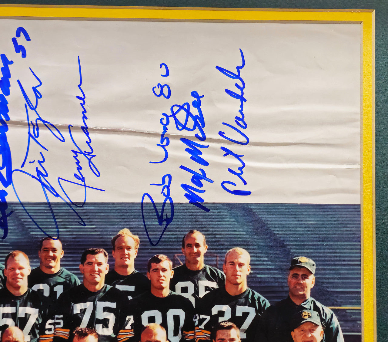 1966 Super Bowl I Champion Green Bay Packers Team Autographed Framed 16x20 Photo With 20 Signatures Including Bart Starr JSA #YY02722