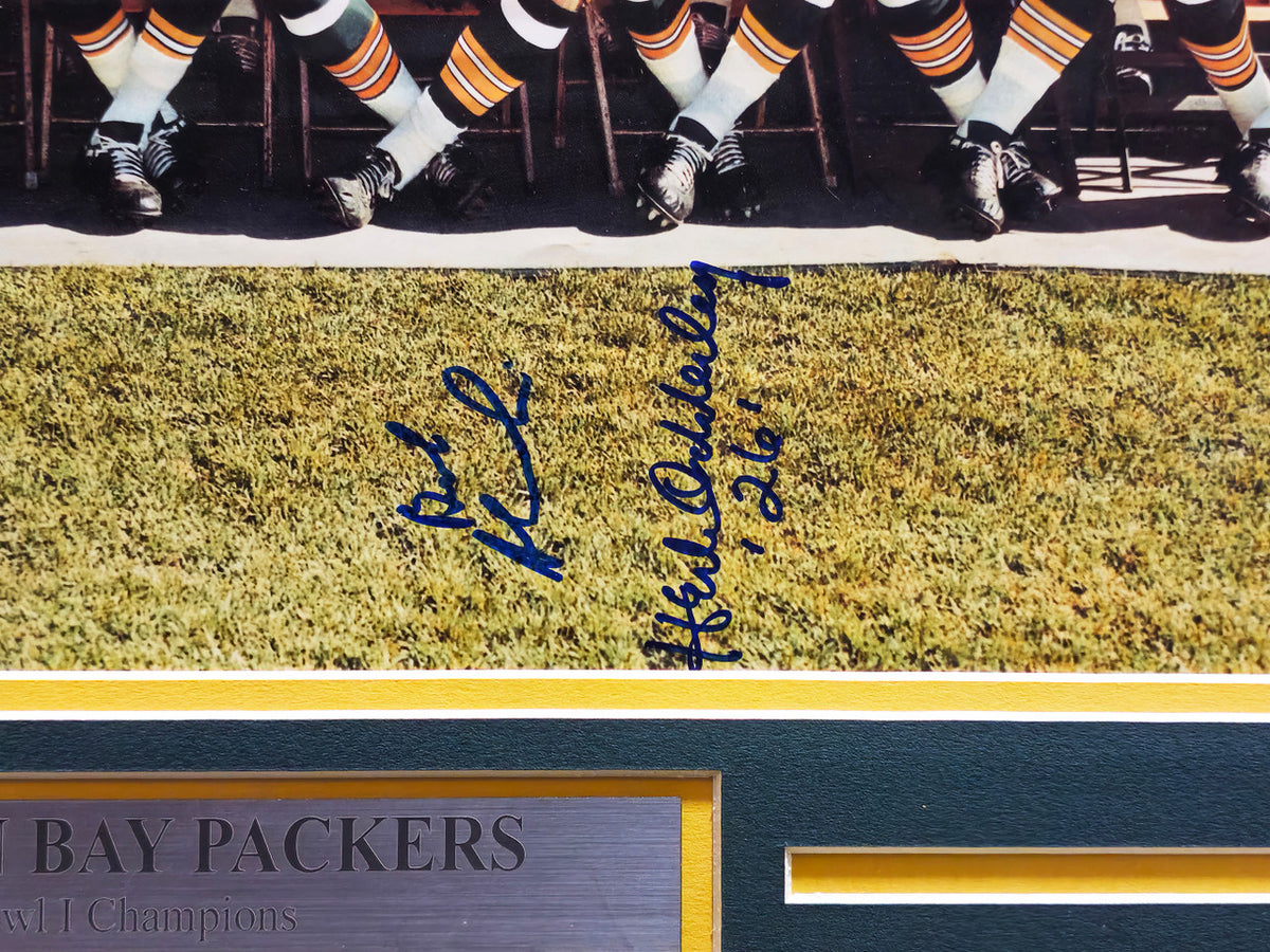 1966 Super Bowl I Champion Green Bay Packers Team Autographed Framed 16x20 Photo With 20 Signatures Including Bart Starr JSA #YY02722
