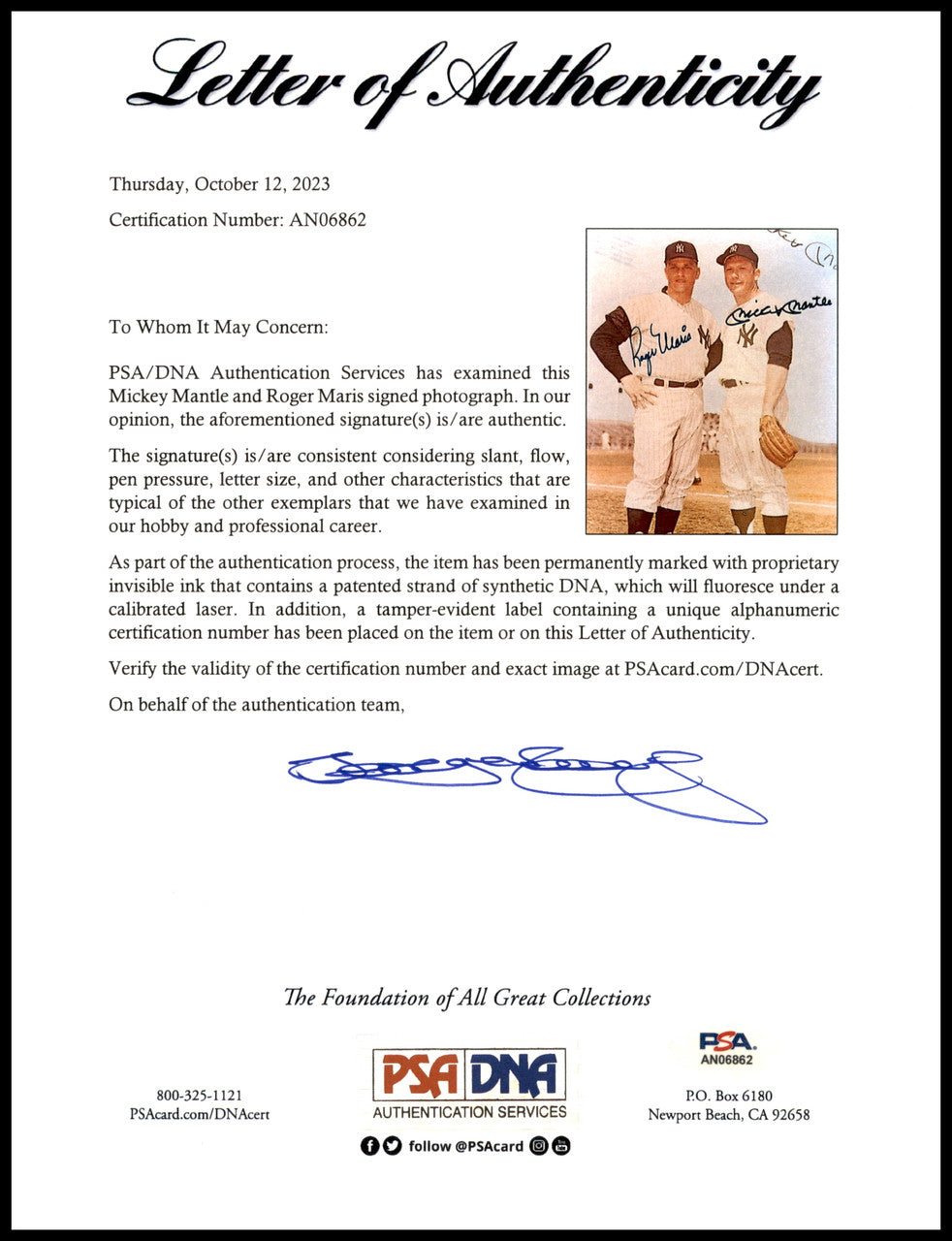 Mickey Mantle & Roger Maris Autographed Framed 8x10 Photo New York Yankees PSA/DNA #AN06862