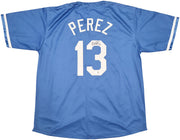 Kansas City Royals Salvador Perez Autographed Baby Blue Jersey Beckett BAS Witness Stock #241644