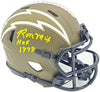 Ron Mix Autographed San Diego Chargers Army Green Salute to Service Speed Mini Helmet "HOF 1979" Beckett BAS Witness Stock #230075