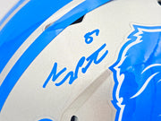 Sam LaPorta Autographed Detroit Lions Silver Full Size Replica Speed Helmet Beckett BAS Witness Stock #230024