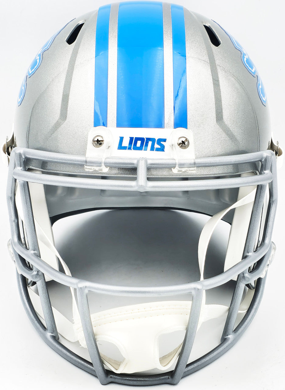 Sam LaPorta Autographed Detroit Lions Silver Full Size Replica Speed Helmet Beckett BAS Witness Stock #230024
