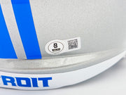 Sam LaPorta Autographed Detroit Lions Silver Full Size Replica Speed Helmet Beckett BAS Witness Stock #230024