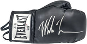 Mike Tyson Autographed Black Everlast Boxing Glove (Right Handed RH, Silver) Beckett BAS QR Stock #230020