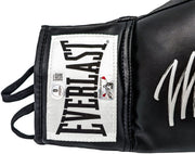 Mike Tyson Autographed Black Everlast Boxing Glove (Right Handed RH, Silver) Beckett BAS QR Stock #230020
