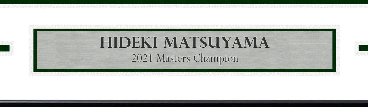 Hideki Matsuyama Autographed Framed 2021 Masters Golf Pin Flag Winner Beckett BAS QR Stock #243015