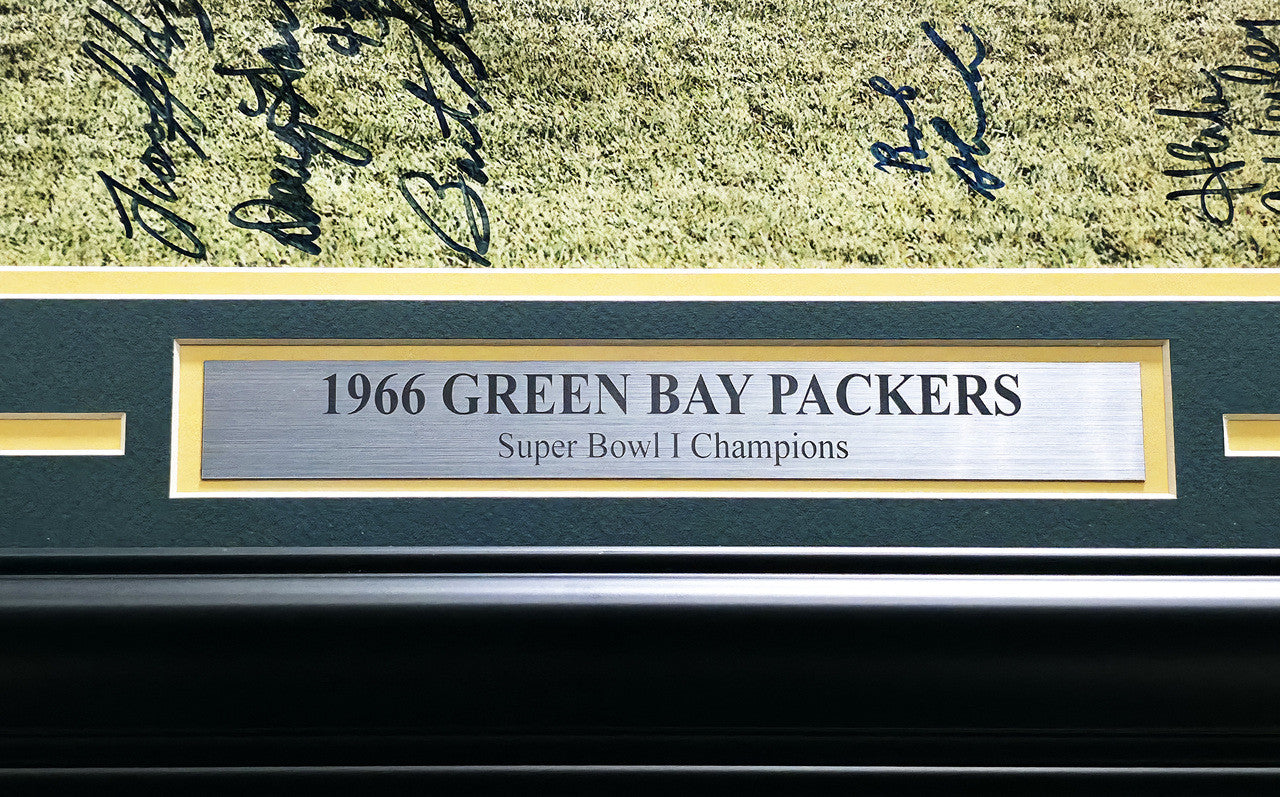 1966 Green Bay Packers Super Bowl I Champions Autographed Framed 16x20 Photo With 20 Signatures Including Bart Starr JSA #Z58083
