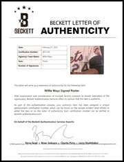 Willie Mays Autographed Framed 22x32 Poster New York Mets Beckett BAS #AE31356