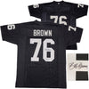 Oakland Raiders Bob Brown Autographed Black Jersey "HOF 04" Beckett BAS QR Stock #229533