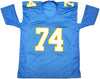 San Diego Chargers Ron Mix Autographed Blue Jersey "HOF 1979" Beckett BAS Witness Stock #230001