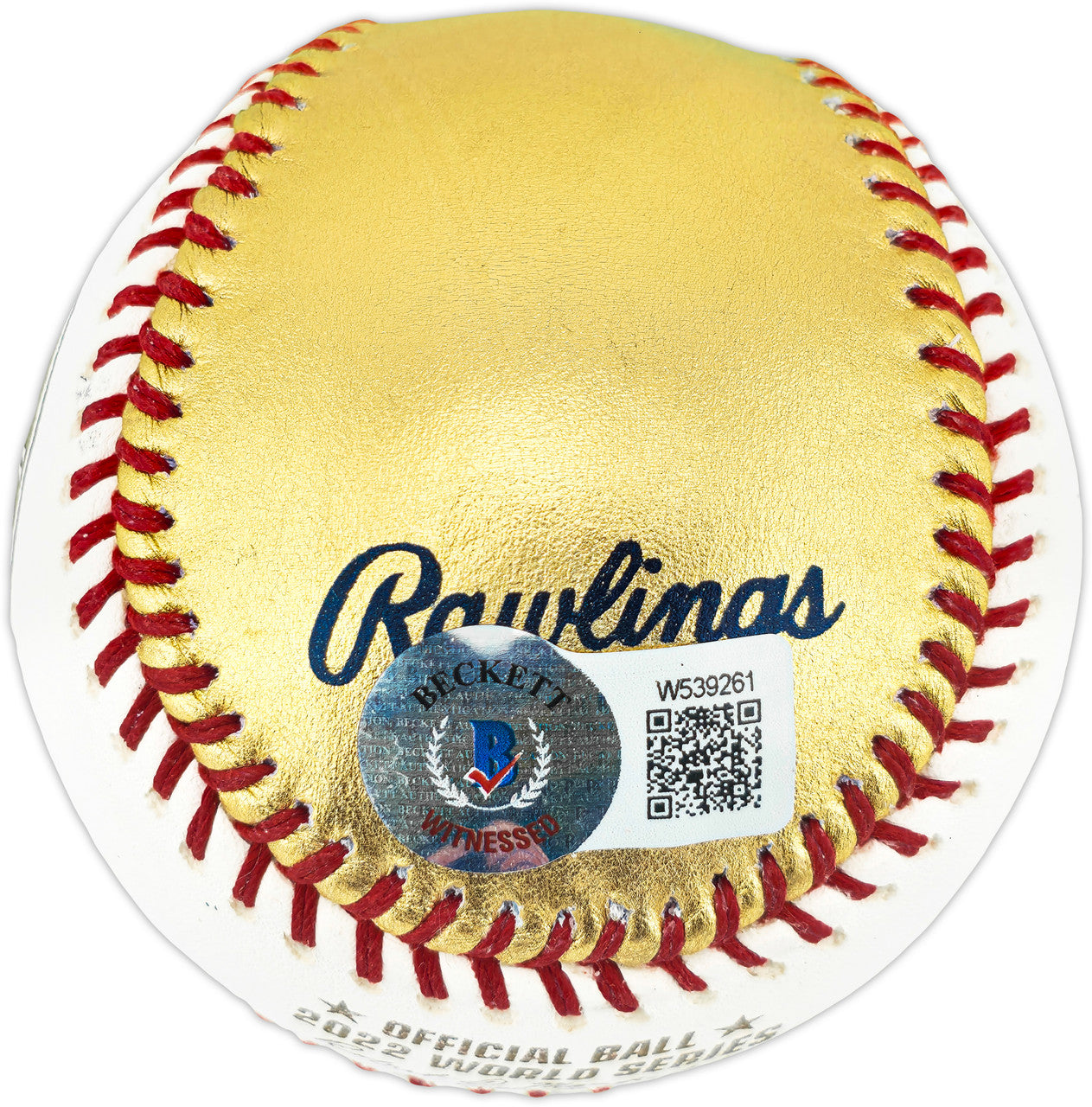Framber Valdez Autographed Official Gold 2022 World Series Logo Baseball Houston Astros Beckett BAS Witness #W539261