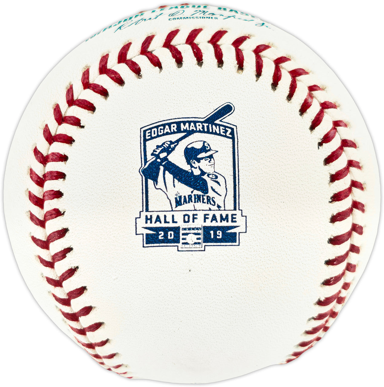 Edgar Martinez Autographed Official 2019 Hall of Fame Logo MLB Baseball Seattle Mariners MCS Holo #64033