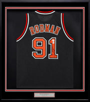 Chicago Bulls Dennis Rodman Autographed Framed Black Jersey JSA Stock #265446
