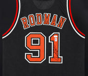 Chicago Bulls Dennis Rodman Autographed Framed Black Jersey JSA Stock #265446