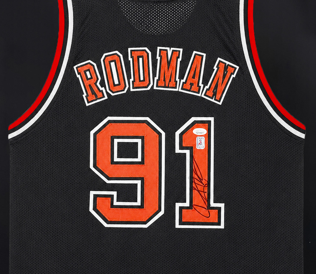 Chicago Bulls Dennis Rodman Autographed Framed Black Jersey JSA Stock #265446