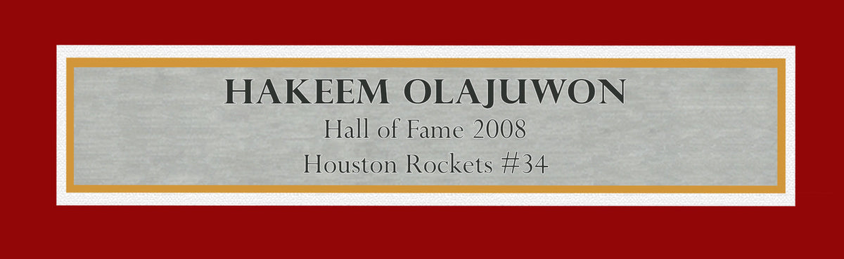 Houston Rockets Hakeem Olajuwon Autographed Framed Red Jersey JSA Stock #265449