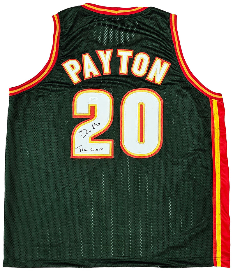 Seattle Supersonics Gary Payton Autographed Dark Green Jersey "The Glove" JSA Stock #215725