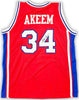 Houston Cougars Hakeem Olajuwon Autographed Red Jersey JSA Stock #215696