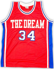 Houston Cougars Hakeem Olajuwon Autographed Red Jersey JSA Stock #215696