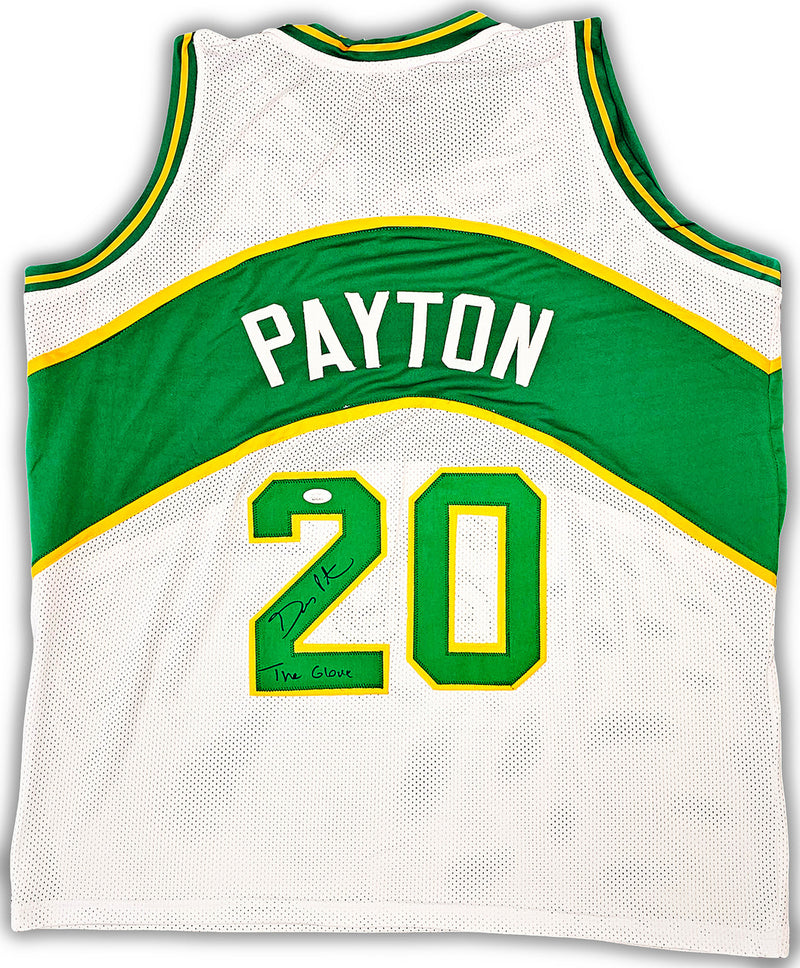 Seattle Supersonics Gary Payton Autographed White Jersey "The Glove" JSA Stock #215727