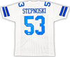 Dallas Cowboys Mark Stepnoski Autographed White Jersey Beckett BAS QR Stock #215776