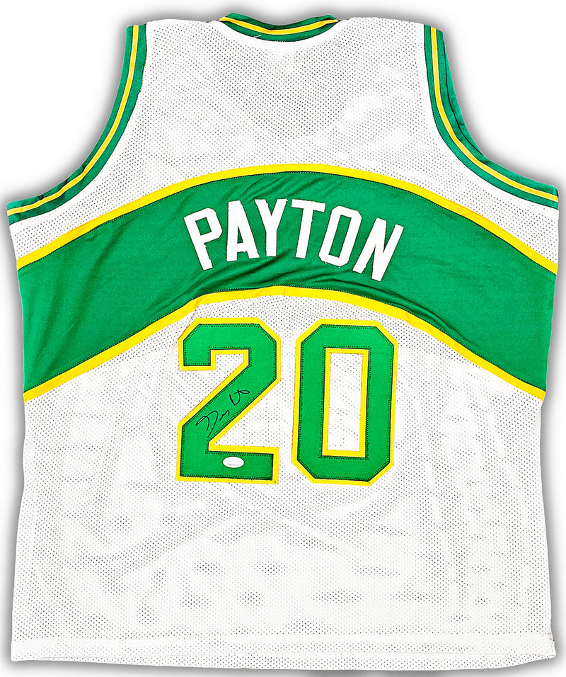 Seattle Supersonics Gary Payton Autographed White Jersey JSA Stock #215728