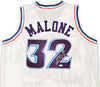 Utah Jazz Karl Malone Autographed White Jersey JSA Stock #215763