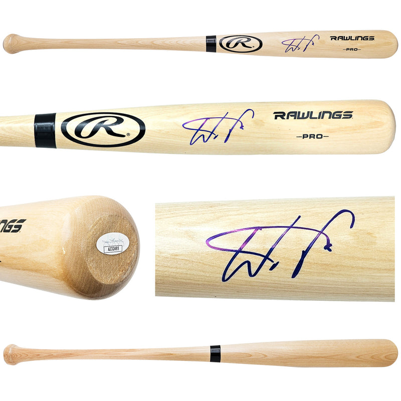 Wander Franco Autographed Blonde Rawlings Pro Bat Tampa Bay Rays JSA Stock #215880