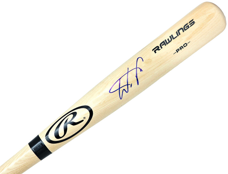 Wander Franco Autographed Blonde Rawlings Pro Bat Tampa Bay Rays JSA Stock #215880