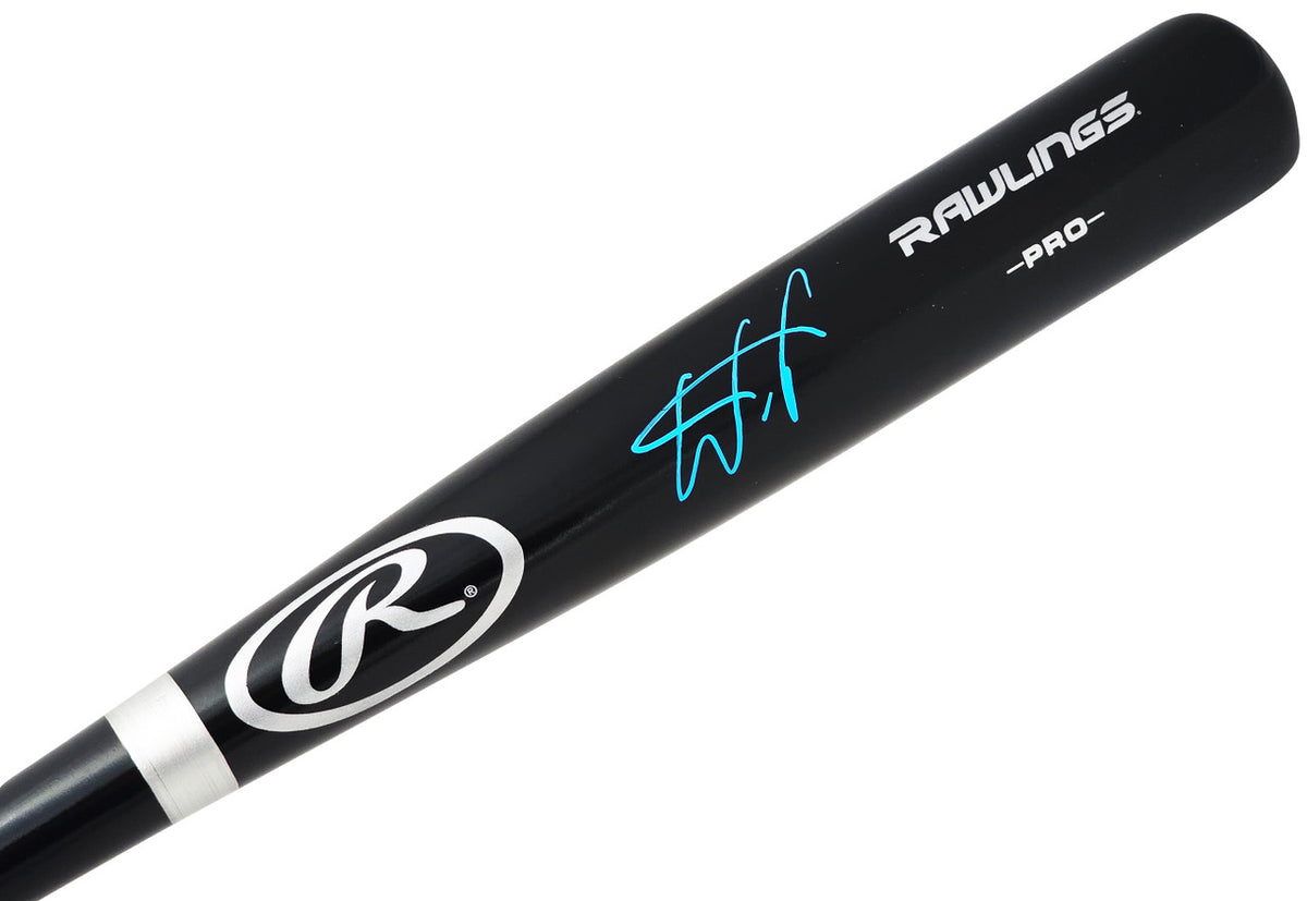 Wander Franco Autographed Black Rawlings Pro Bat Tampa Bay Rays JSA Stock #215881