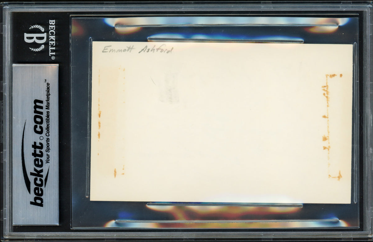 Emmett Ashford Autographed 3x5 Index Card Umpire Auto Grade Mint 9 "Best Wishes" Beckett BAS #17806666