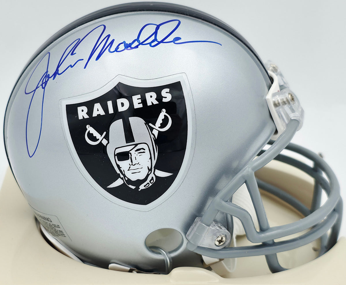 John Madden Autographed Oakland Raiders Silver Mini Helmet PSA/DNA #AN03126
