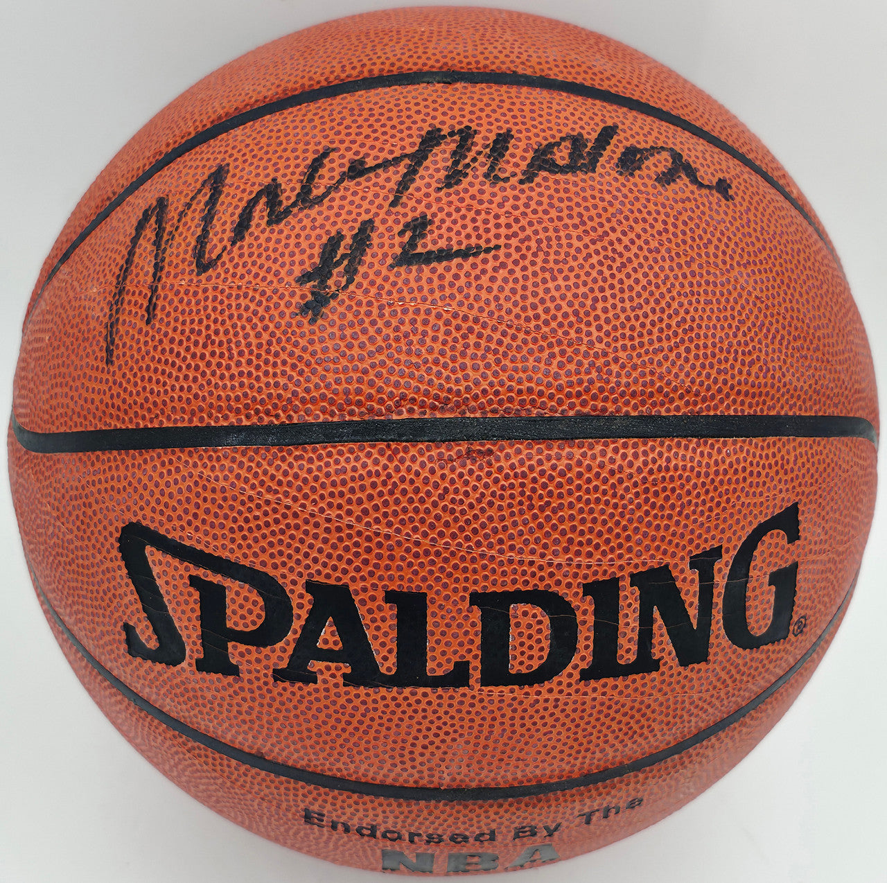 Moses Malone Autographed Official NBA Leather Basketball Philadelphia 76ers, Houston Rockets JSA #AV29209