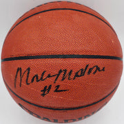 Moses Malone Autographed Official NBA Leather Basketball Philadelphia 76ers, Houston Rockets JSA #AV29209