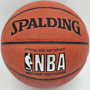 Moses Malone Autographed Official NBA Leather Basketball Philadelphia 76ers, Houston Rockets JSA #AV29209
