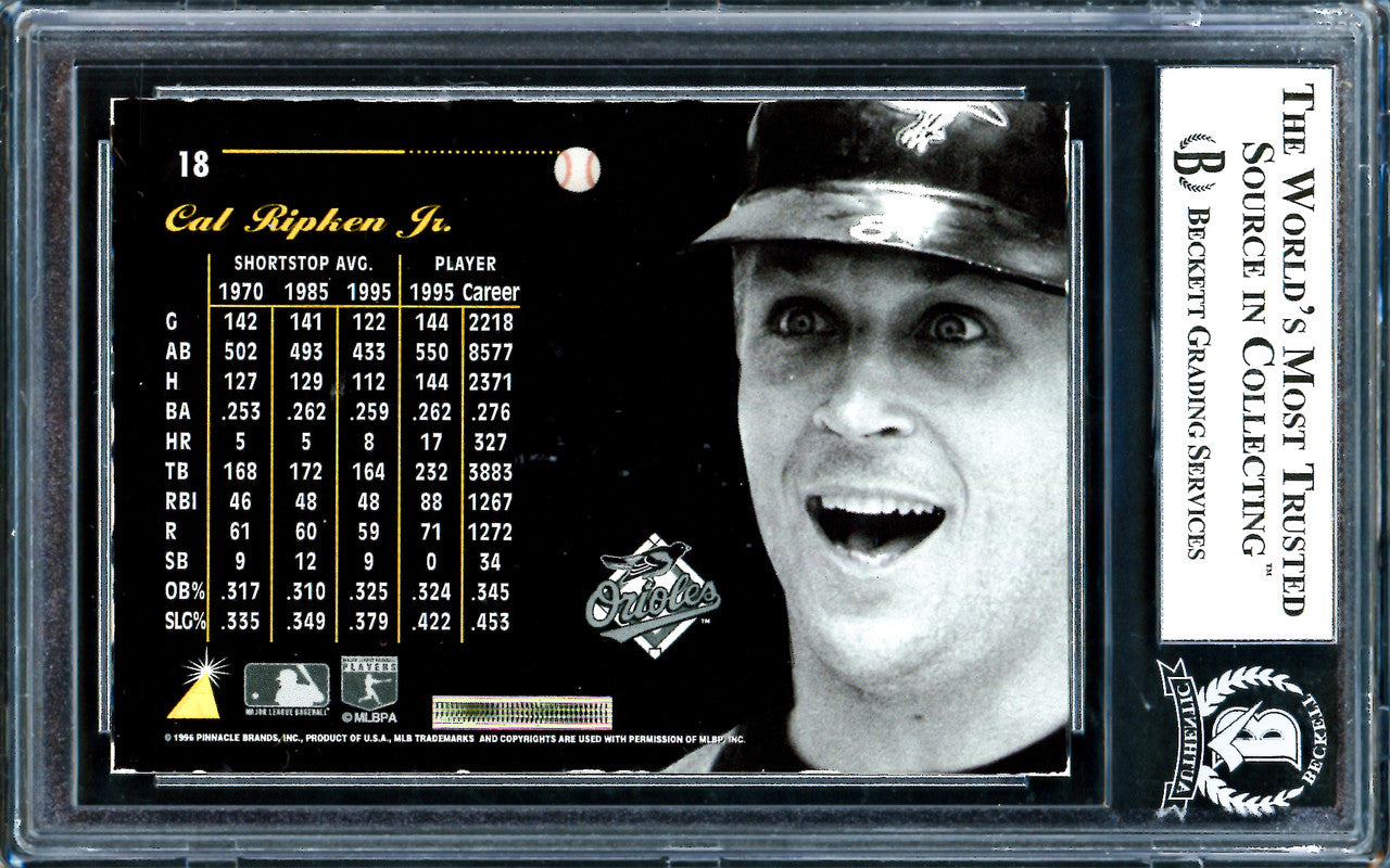 Cal Ripken Jr. Autographed 1996 Pinnacle Aficionado Card #18 Baltimore Orioles Beckett BAS #10989410