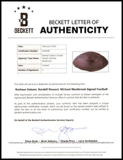 Rashaan Salaam, Kordell Stewart & Michael Westbrook Autographed Official NCAA Leather Football 1994 Colorado Buffaloes (Flat) Beckett BAS #AC85090