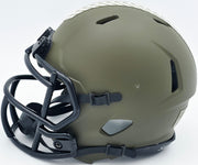 Terry Bradshaw Autographed Pittsburgh Steelers Army Green Salute to Service Speed Mini Helmet Beckett BAS Witness Stock #241642