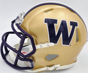 Michael Penix Jr. Autographed Washington Huskies Gold Speed Mini Helmet Beckett BAS Witness Stock #242577