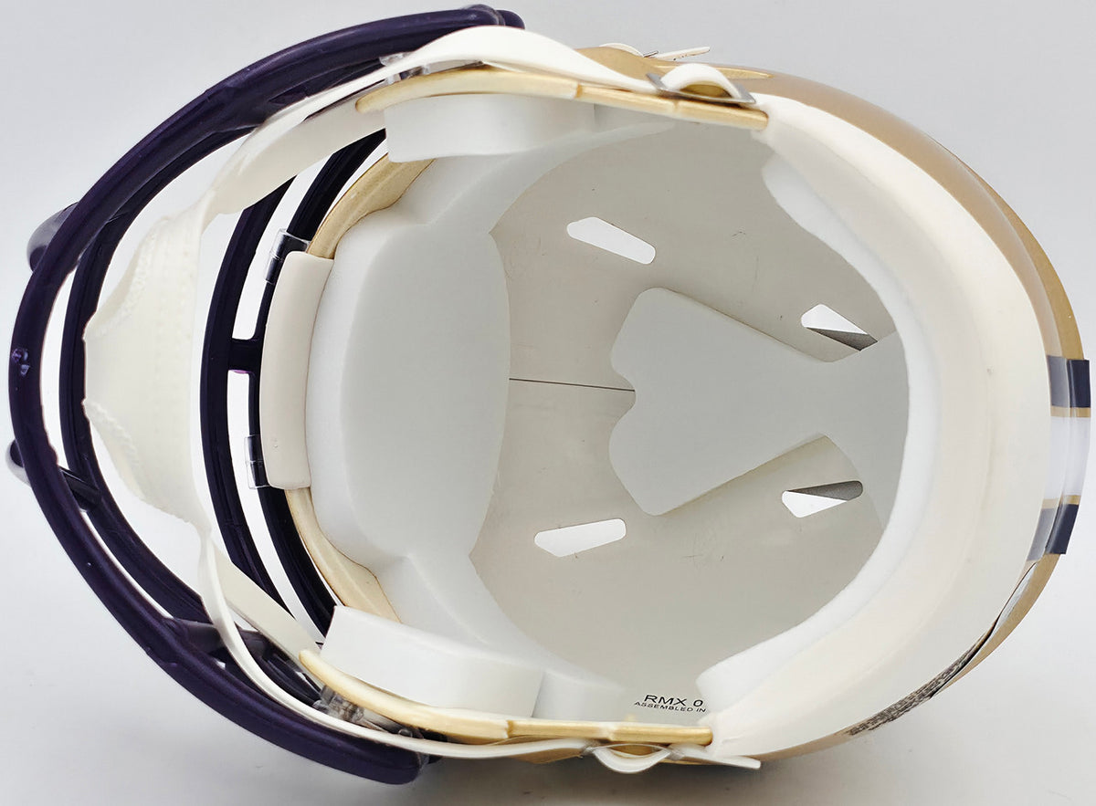 Michael Penix Jr. Autographed Washington Huskies Gold Speed Mini Helmet Beckett BAS Witness Stock #242577