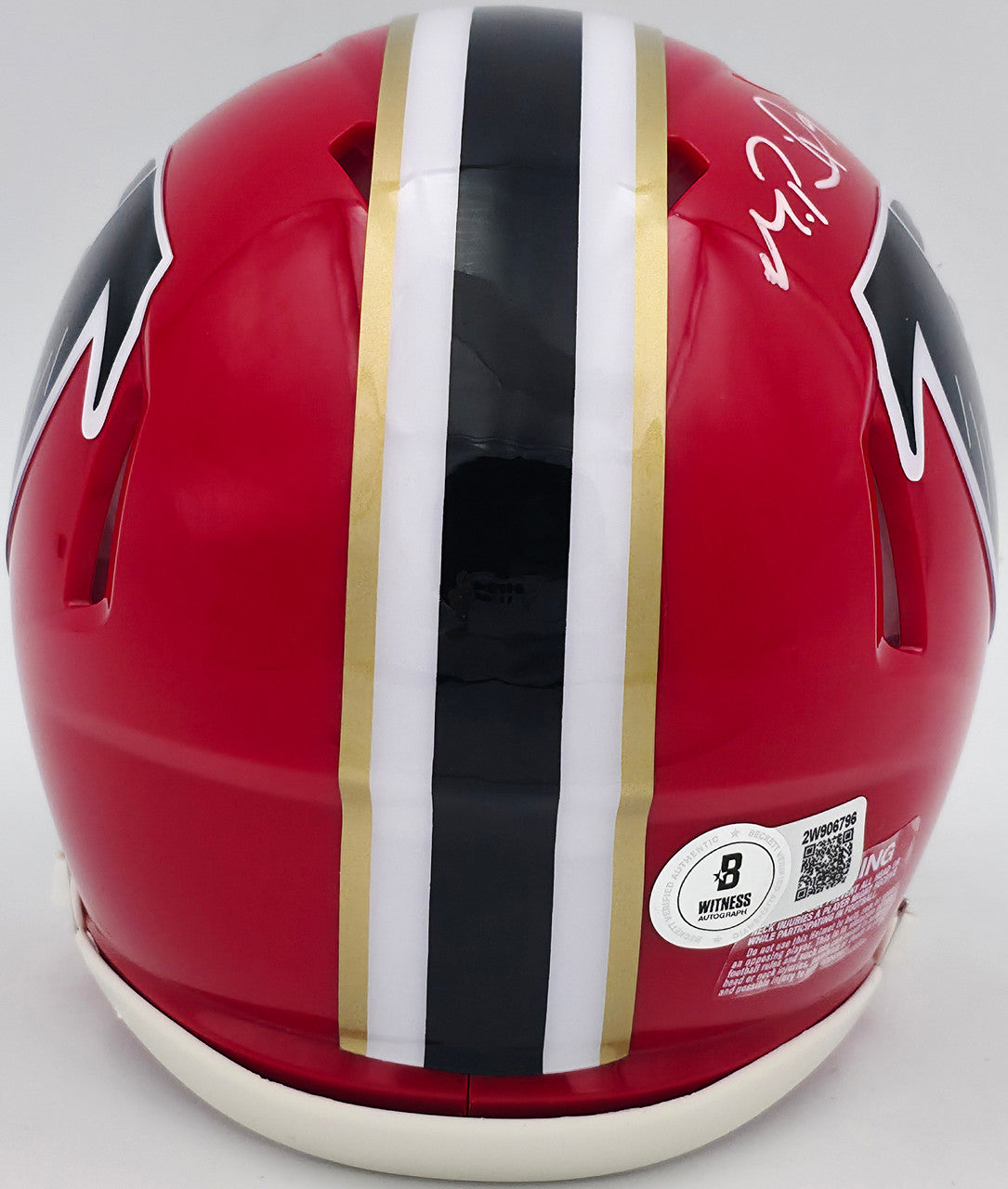 Michael Penix Jr. Autographed Atlanta Falcons 1966-69 Throwback Red Speed Mini Helmet Beckett BAS Witness Stock #242575