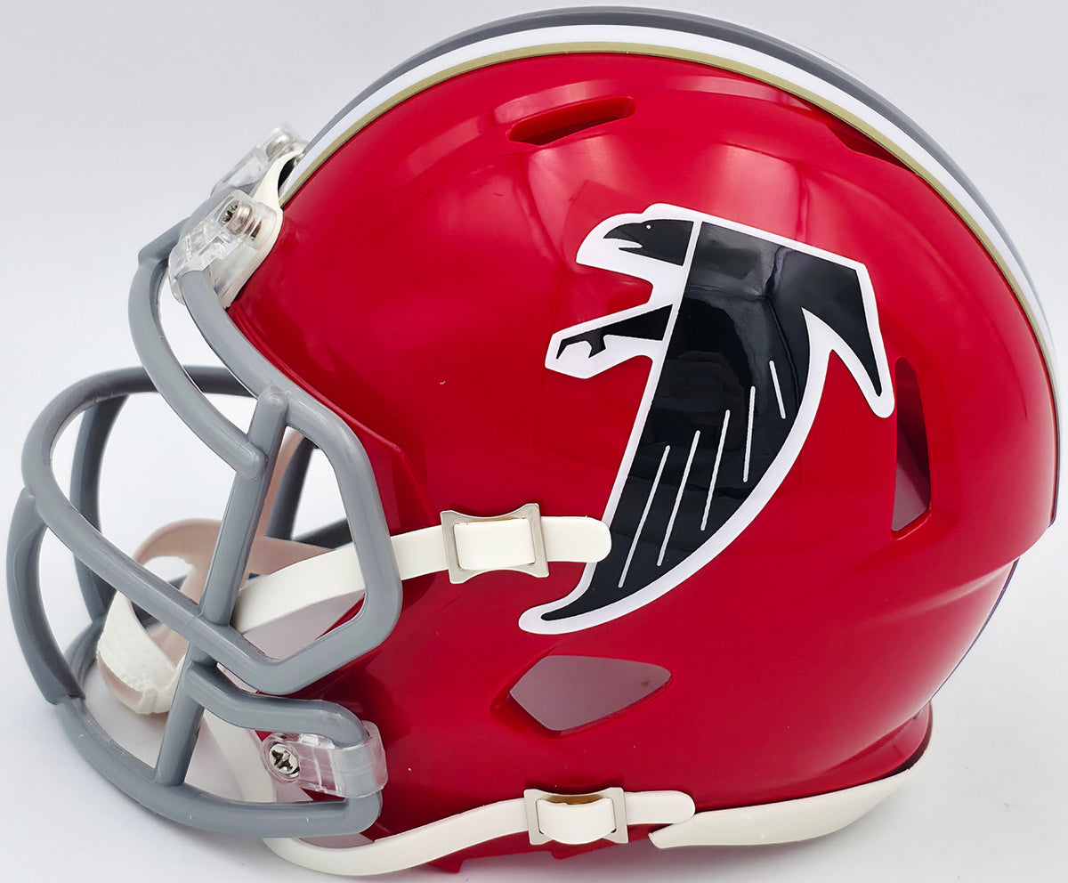 Michael Penix Jr. Autographed Atlanta Falcons 1966-69 Throwback Red Speed Mini Helmet Beckett BAS Witness Stock #242575