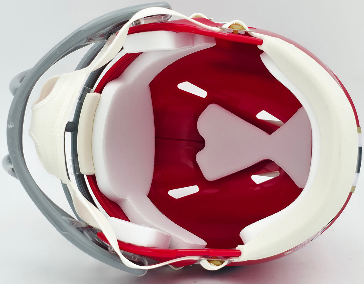 Michael Penix Jr. Autographed Atlanta Falcons 1966-69 Throwback Red Speed Mini Helmet Beckett BAS Witness Stock #242575