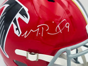 Michael Penix Jr. Autographed Atlanta Falcons 1966-69 Throwback Red Full Size Speed Replica Helmet Beckett BAS Witness Stock #242566